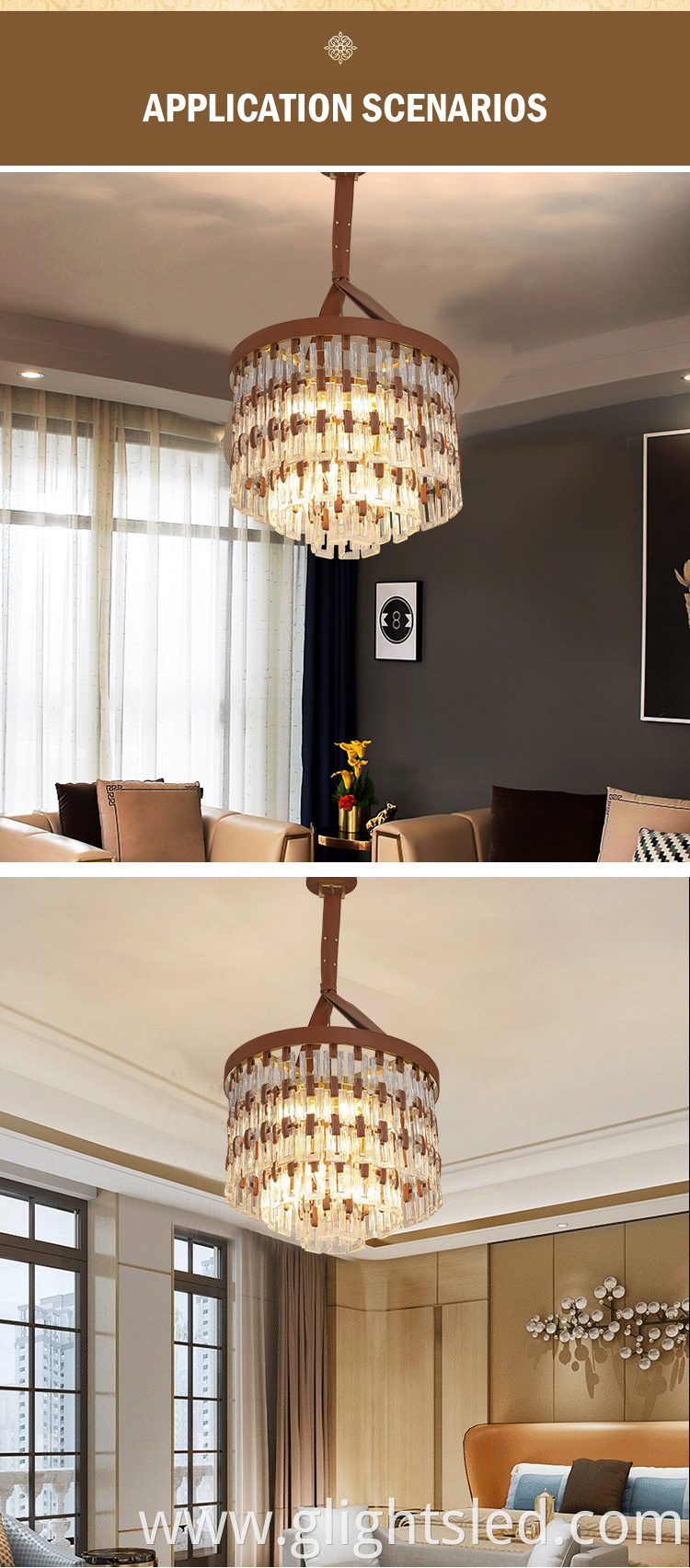 G-Lights Fashion Decoration Living Room Hotel Glass LED Chandelier Pendant Lamp